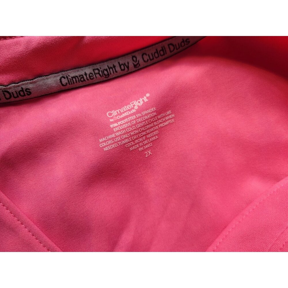 Cuddl Duds Climate Right Scrub Top 3X Plus Short Sleeve Pink Pockets PIN55E - Picture 6 of 7
